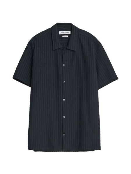  Samsoe Samsoe Avan Textured Short-sleeve Shirt - Azul 