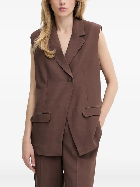  Samsoe Samsoe Blazer Sin Mangas Con Hombreras - Marrón 