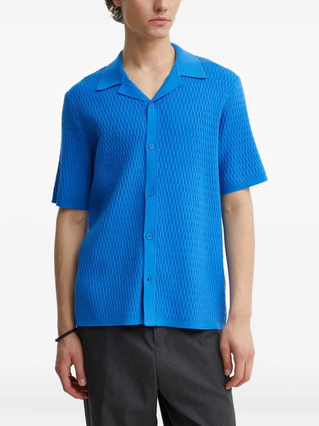  Samsoe Samsoe Camisa Texturizada Con Manga Corta - Azul 