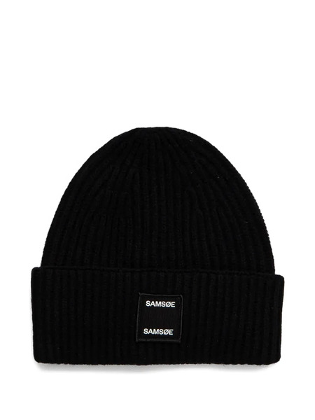  Samsoe Samsoe Gorro De Canalé Con Parche Del Logo - Negro 