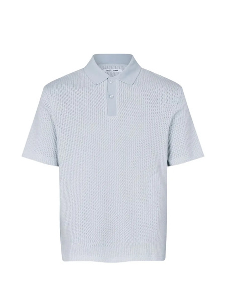  Samsoe Samsoe Sajase Mesh-knit Polo Shirt - Azul 