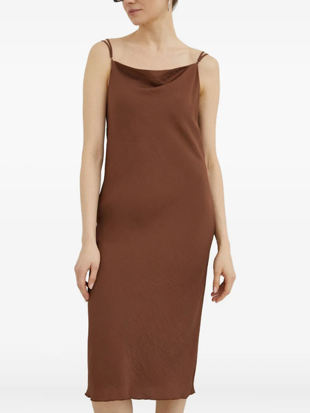  Samsoe Samsoe Vestido Midi Con Cuello Desbocado - Marrón 