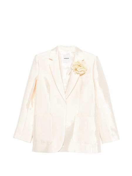  Sandro Blazer Con Aplique Floral - Neutro 