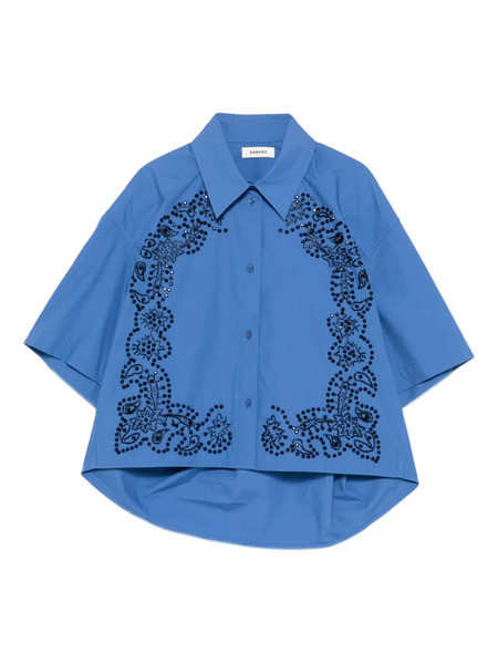  Sandro Camisa Con Apliques - Azul 