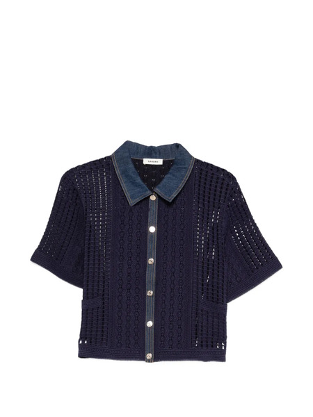  Sandro Camisa Con Cuello Calado - Azul 