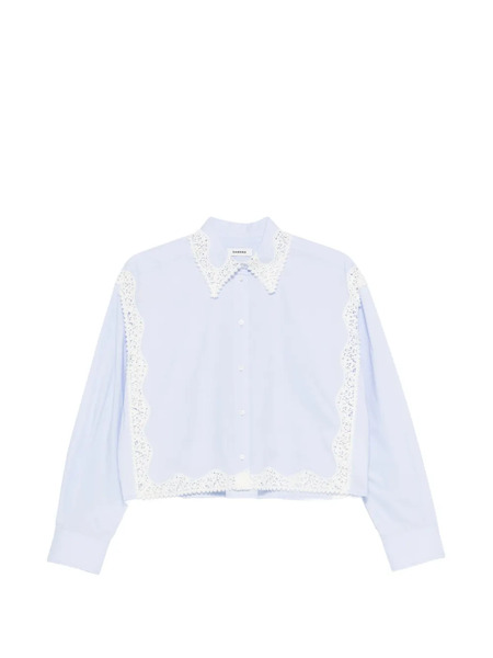  Sandro Camisa Con Ribete De Encaje - Azul 