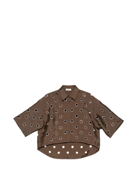  Sandro Camisa Oversize Con Ojales - Marrón 
