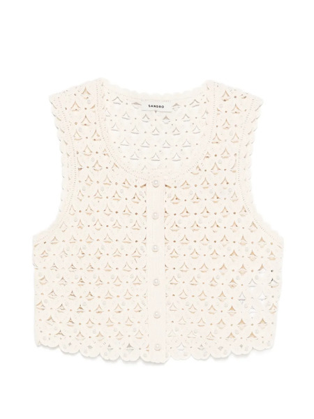  Sandro Chaleco Beaded De Ganchillo - Neutro 