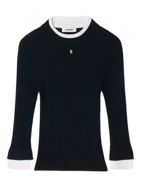  Sandro Jersey De Canalé Con Manga Larga - Azul 