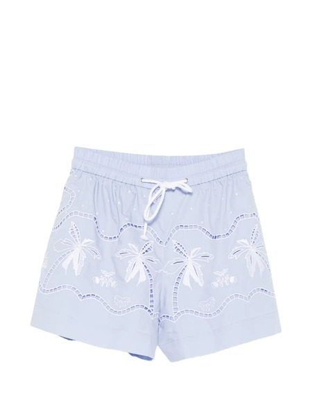  Sandro Shorts Con Bordado Inglés - Azul 