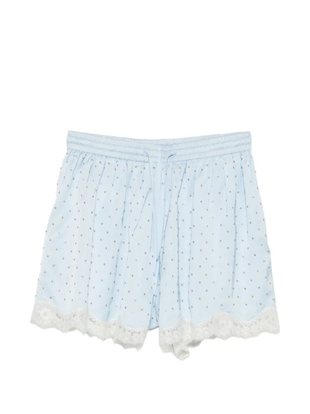  Sandro Shorts Con Ribete De Encaje - Azul 