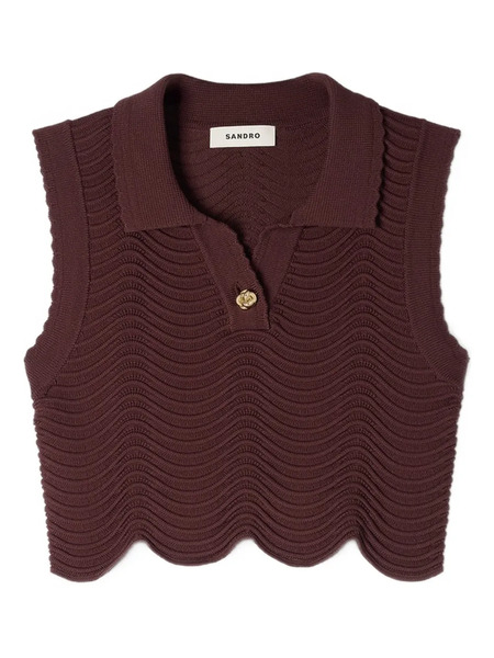  Sandro Top Con Dobladillo Festoneado - Morado 