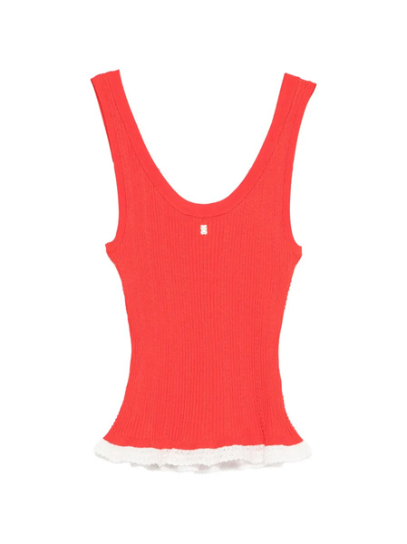  Sandro Top De Canalé Con Encaje - Rojo 