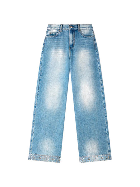  Sandro Vaqueros Rectos Con Apliques De Strass - Azul 