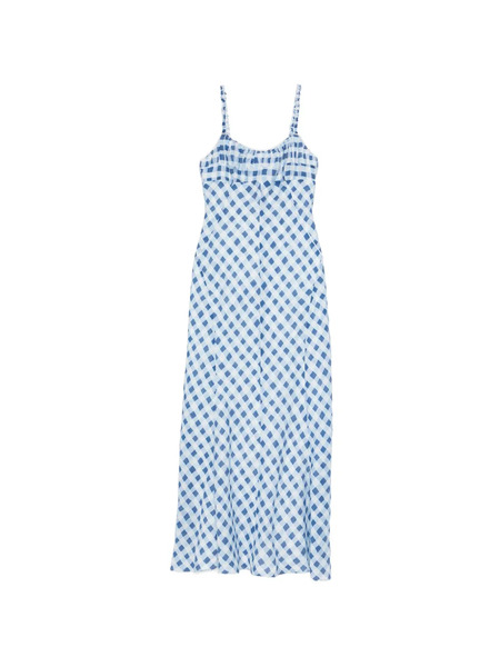  Sandro Vestido Largo A Cuadros Gingham - Azul 