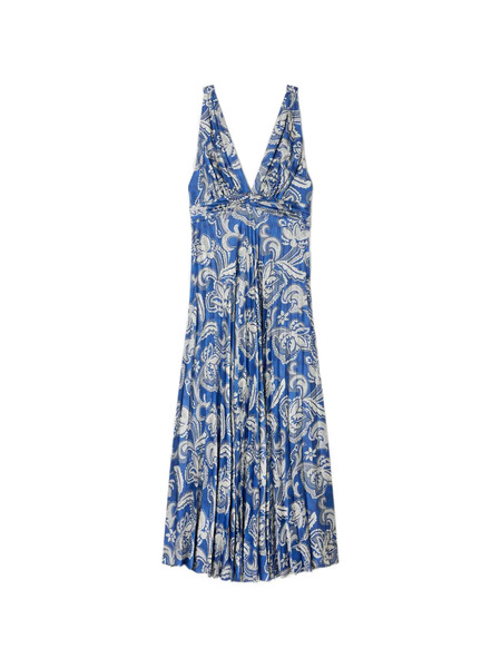  Sandro Vestido Largo Con Estampado Floral - Azul 