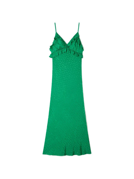  Sandro Vestido Largo Con Volantes - Verde 