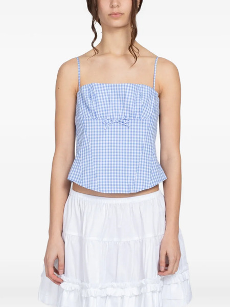  Sandy Liang Top Hotaru A Cuadros Gingham - Azul 