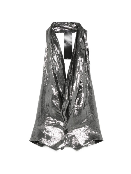  Sapio Chaleco Nº 12f Con Cuello Halter - Plateado 