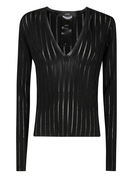  Sapio Jersey Con Cuello En V - Negro 