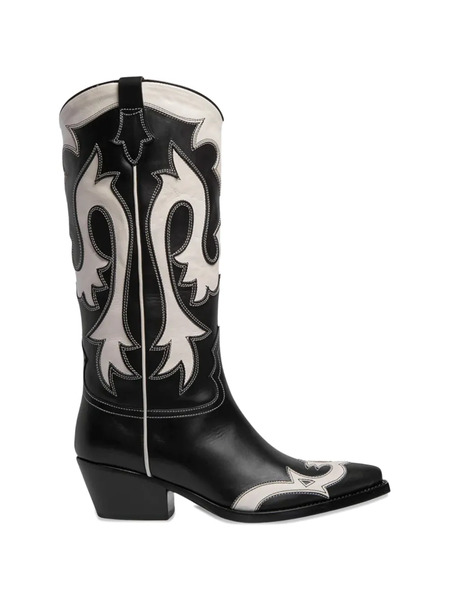  Sartore Botas Estilo Western Con Panel En Contraste - Negro 
