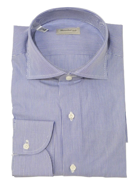  Sartorio Napoli Camisa Con Microrayas - Azul 