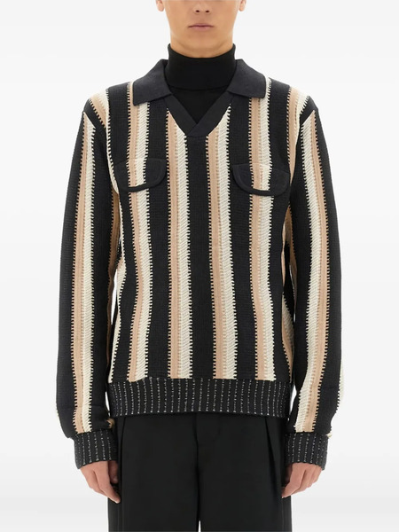  Sasquatchfabrix. Jersey A Rayas Con Bolsillo De Solapa - Negro 