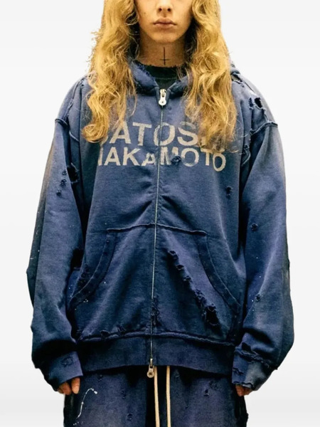  Satoshi Nakamoto Sudadera Con Capucha Y Logo Estampado - Azul 