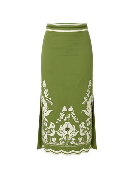  Scarlett Poppies Falda Larga Con Dobladillo Festoneado - Verde 
