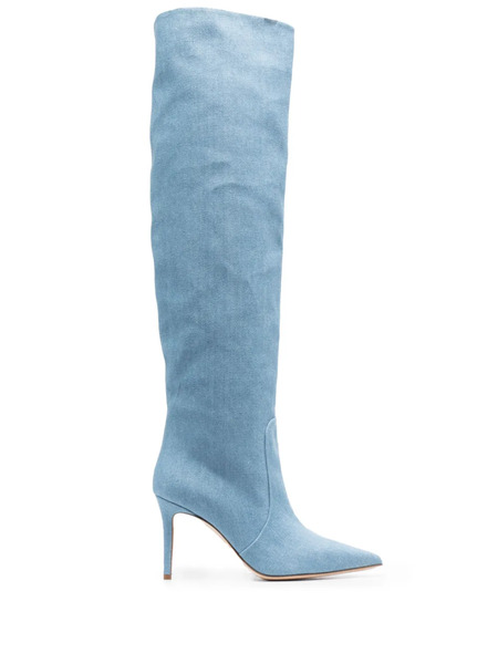  Scarosso Botas Altas Vaqueras Con Tacón De 85mm - Azul 