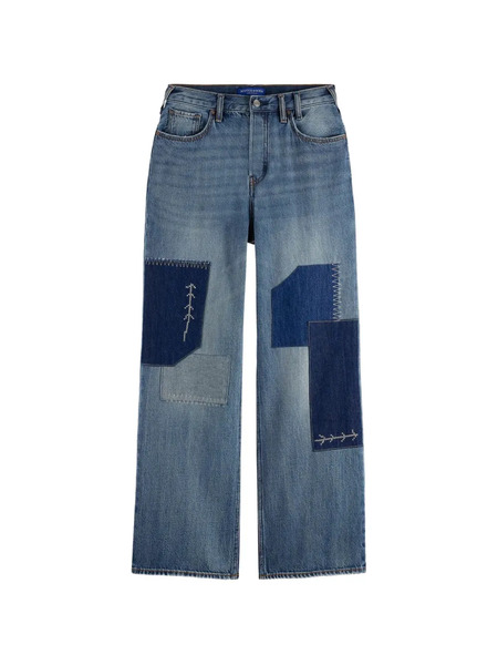  Scotch & Soda Vaqueros Acampanados Con Bordado Patchwork - Azul 