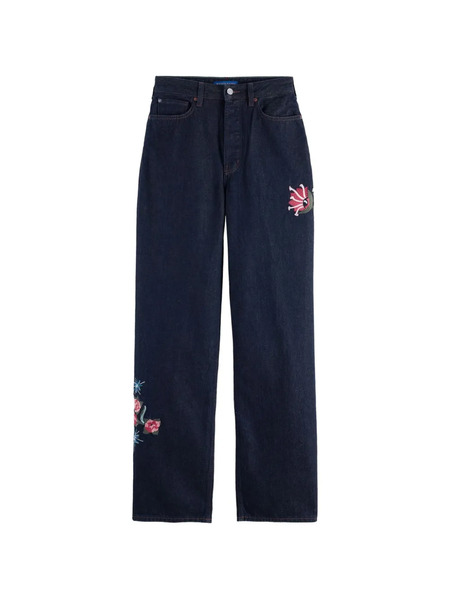  Scotch & Soda Vaqueros Con Bordado Floral - Azul 