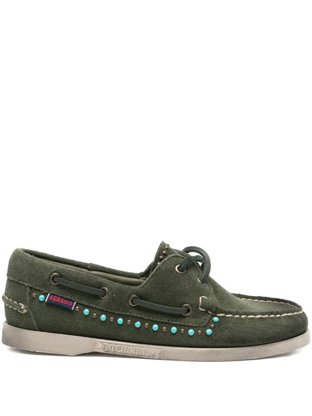  Sebago Mocasines De Ante Con Logo Grabado - Verde 