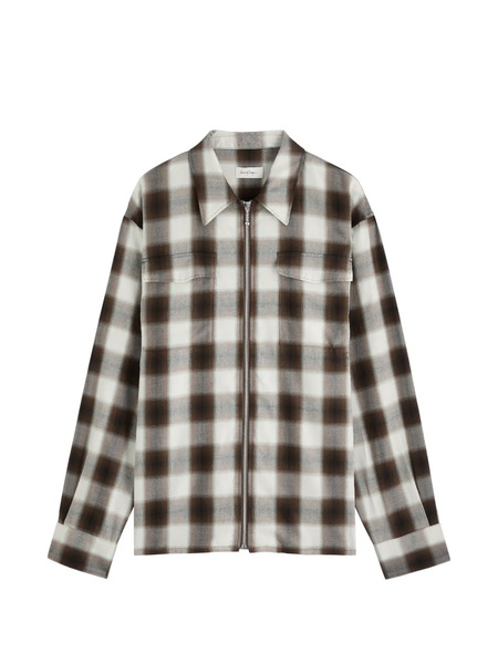  Second/layer Checked Zip-up Shirt - Marrón 