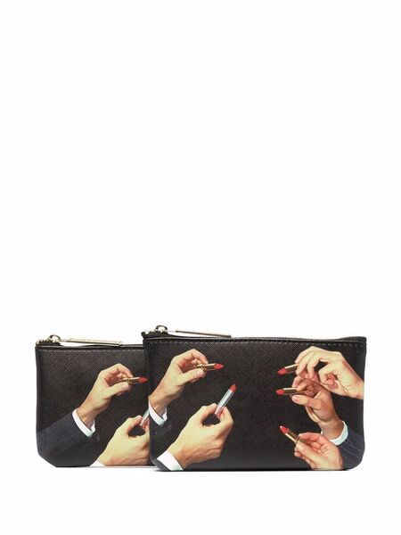  Seletti Cartera Textura Con Motivo Gráfico - Negro 