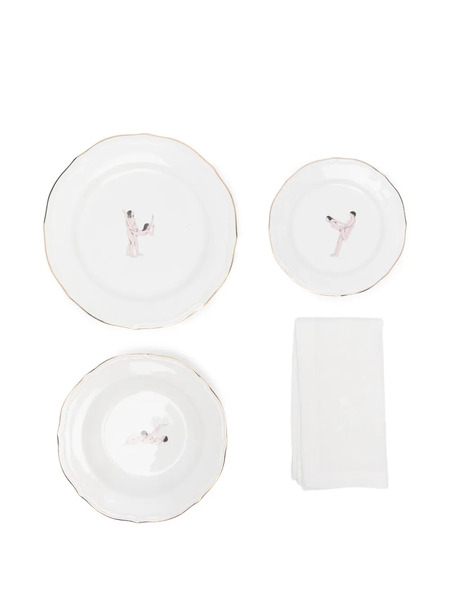  Seletti Juego De Cuatro Platos Largos Seikantai5271 Elongated De Seletti X Bruno Laurenzano - Blanco 