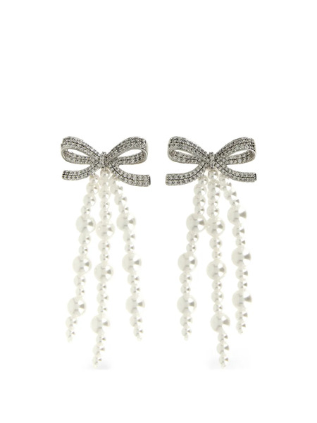  Self-portrait Pendientes Bow Pearl - Plateado 