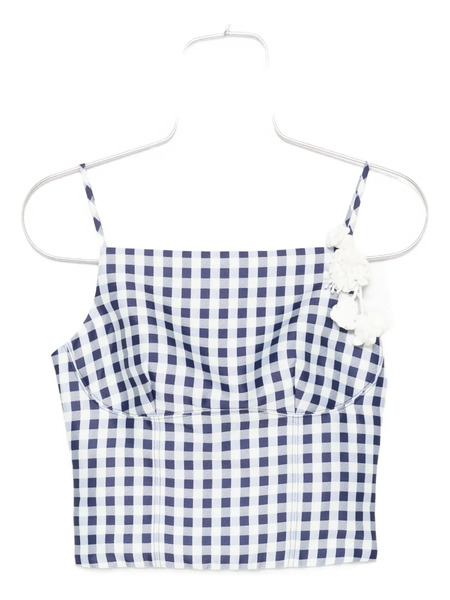  Self-portrait Top A Cuadros Gingham - Azul 