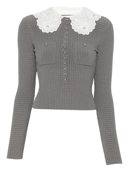  Self-portrait Top Con Cuello En Contraste - Gris 