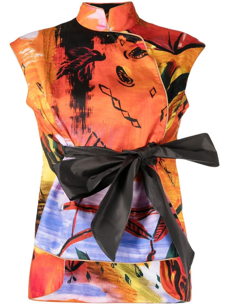  Shiatzy Chen Top Circus Collection Con Cuello Mao - Multicolor 