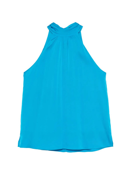  Silk95five Top Villete Fruncido - Azul 
