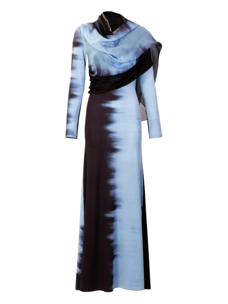  Silvia Tcherassi Vestido Largo Moon Drapeado - Azul 