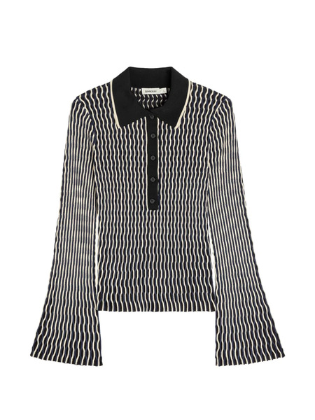  Simkhai Collen Knitted Polo Top - Negro 