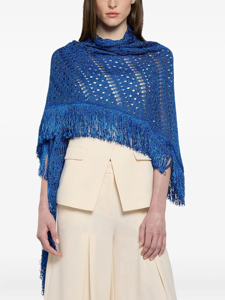  Simona Corsellini Poncho Con Flecos - Azul 
