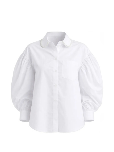  Simone Rocha Camisa Drapeada Con Bordado - Blanco 