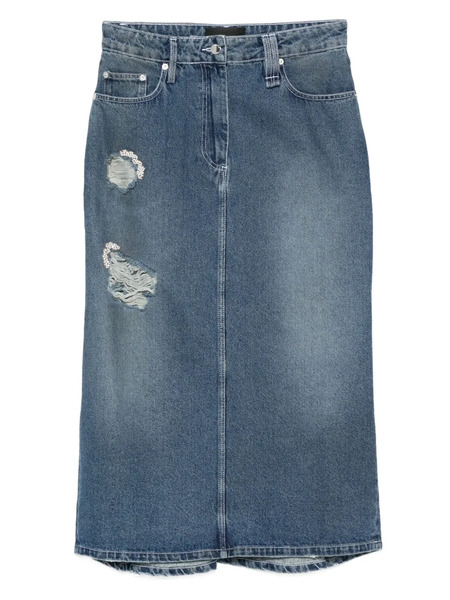  Simone Rocha Falda Midi Con Efecto Envejecido - Azul 