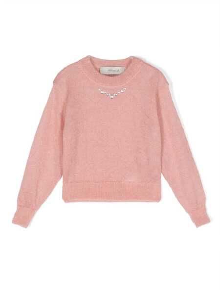  Simonetta Jersey Con Apliques De Strass - Rosa 