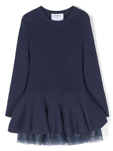  Simonetta Vestido Con Doble Capa - Azul 