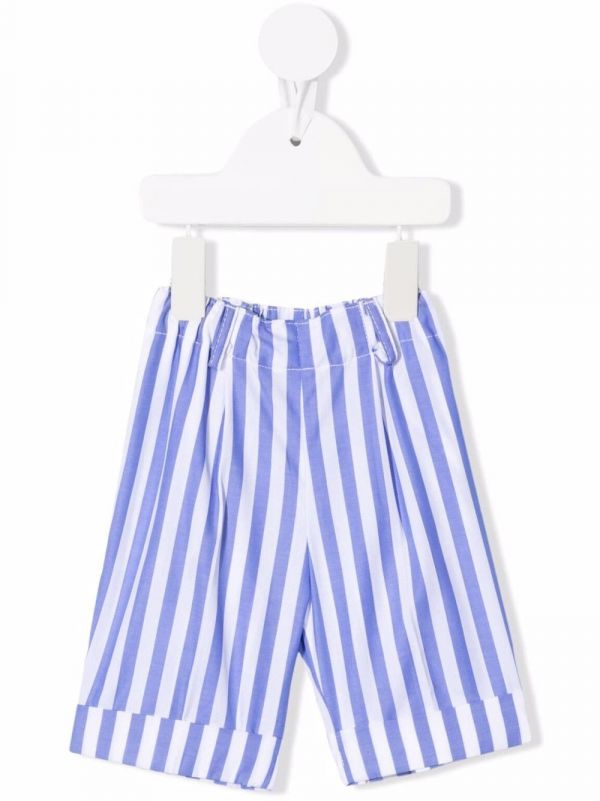  Siola Bermudas Rectas A Rayas - Azul 