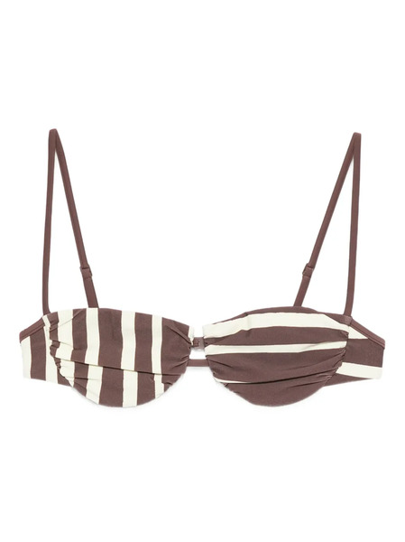  Sir. Top De Bikini Linocut A Rayas - Marrón 